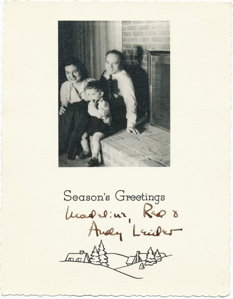 Andy with his parents Christmas 1954 at 96 Cascade Road in Warwick